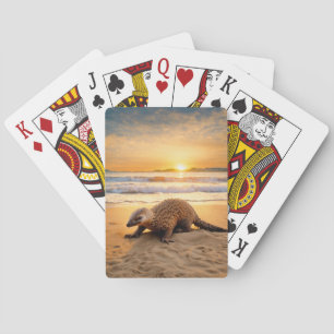 Zen Scales: Pangolin Yoga by the Sea Playing Cards