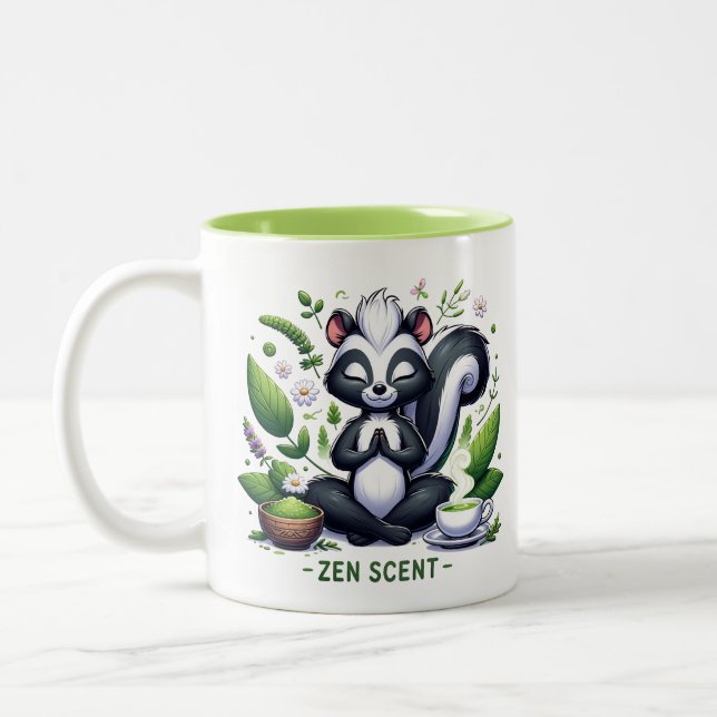 Zen Scent Meditation Skunk Two-Tone Coffee Mug (Left)