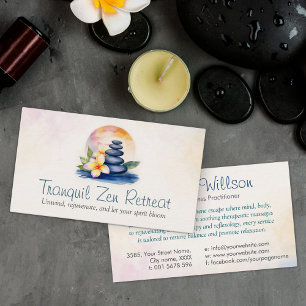 Zen Serenity Spa Watercolor Art Business Card