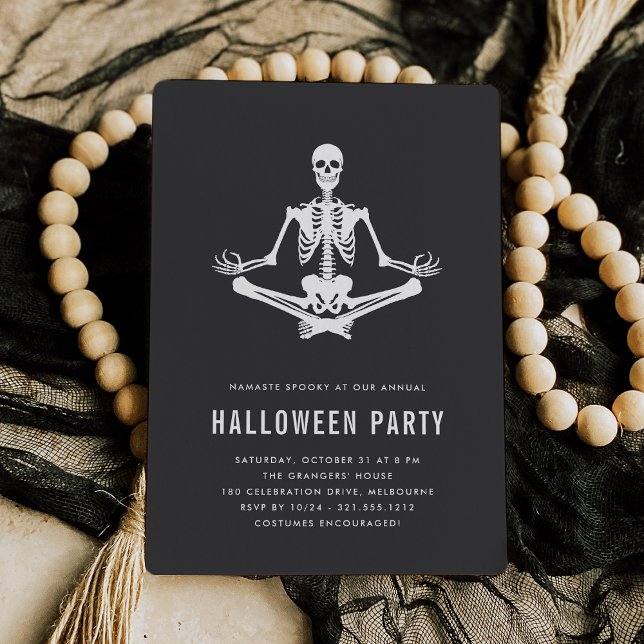 Zen Skeleton Halloween Party Invitation (Creator Uploaded)