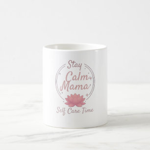 Zen Stay Calm Mama Gold Lotus Art Coffee Mug