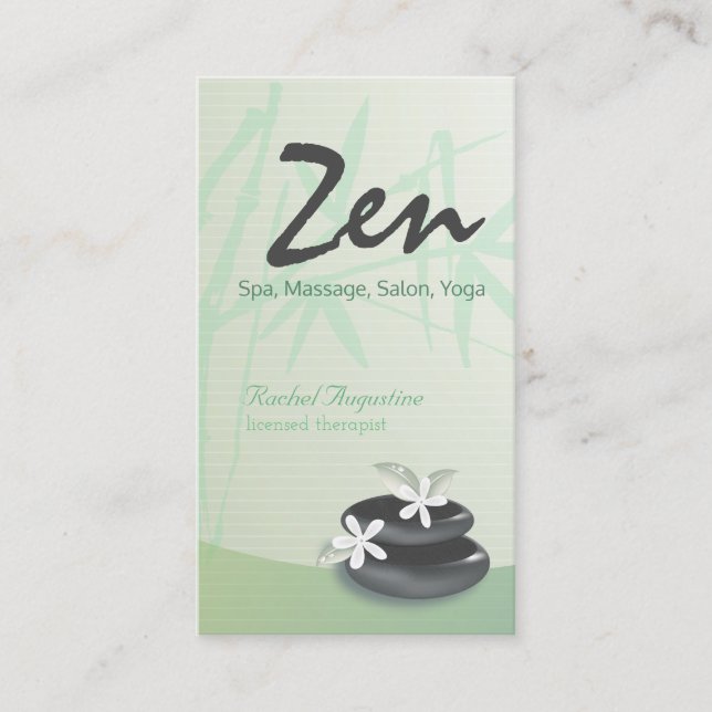 ZEN Stone Bamboo SPA Massage Therapist Appointment Card (Front)