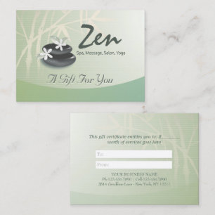 ZEN Stone Bamboo YOGA SPA Massage Certificat cadea