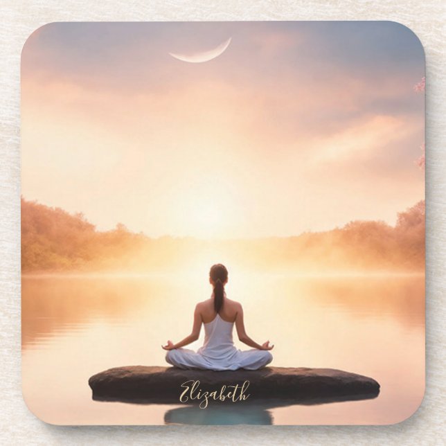 Zen Stone Meditation Girl Coaster (Front)
