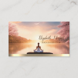 Zen Stone Sunset Meditation Girl Business Card