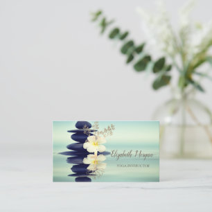Zen Stones Gold Tree Silhouette  White Orchid Business Card
