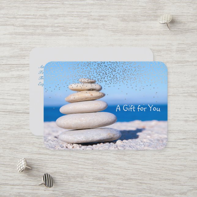 Zen Stones,Ocean,Confetti,Spa,Massage Discount Card (Front/Back In Situ)