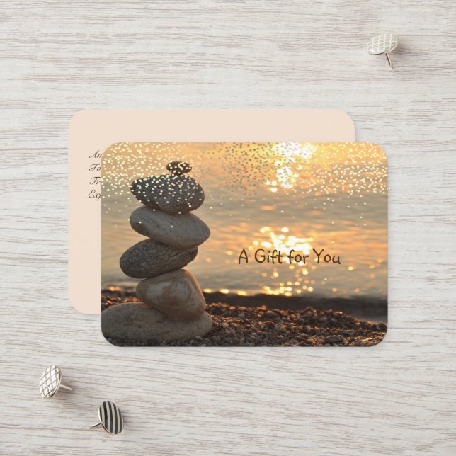 Zen Stones,Ocean,Sunset,Confetti,Spa,Massage Discount Card (Front/Back In Situ)