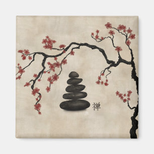 Zen stones Sakura Tree Magnet