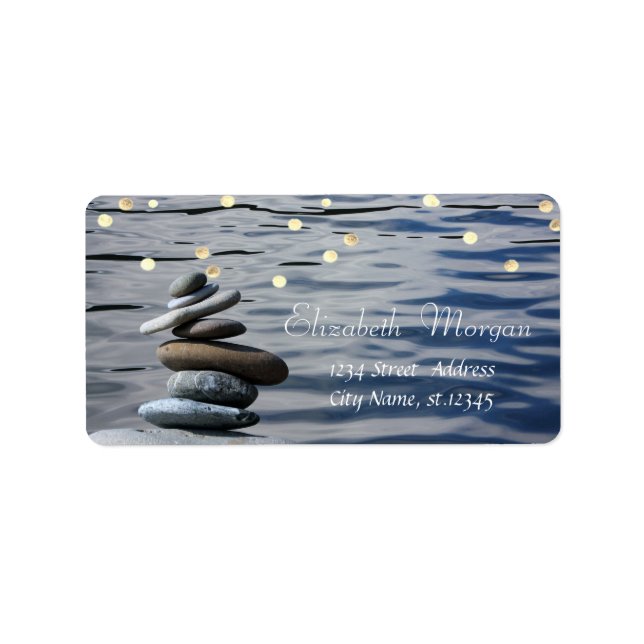Zen Stones, Sea, Faux Gold Foil Confetti Label (Front)
