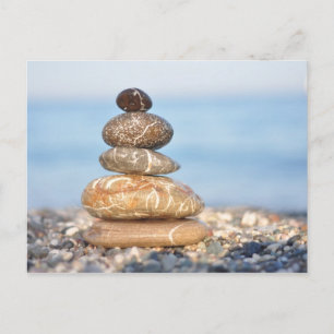 zen stones sea ocean summer harmony serene stack postcard