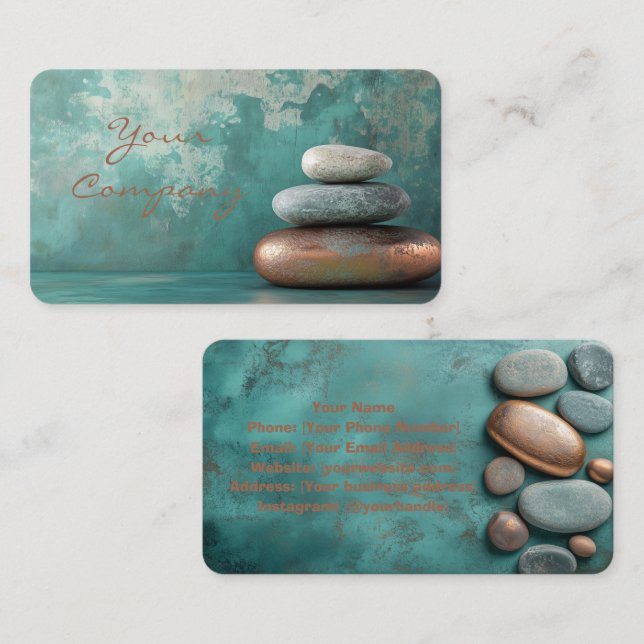 Zen Stones Spa Wellness Tranquility and Balance Business Card (Front/Back)