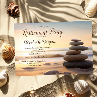 Zen Stones Sunrise Retirement Party Invitation