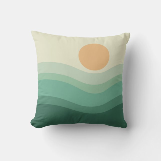 Zen Sun & Waves Throw Pillow (Front)