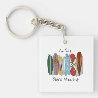 Zen Surf Board Meeting Keychain
