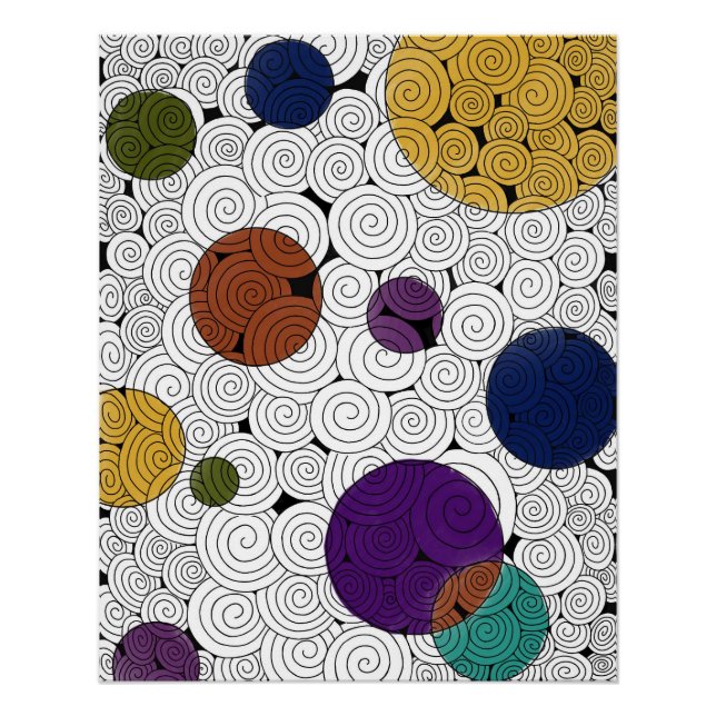 Zen Swirls with Colour Bubbles poster (Front)
