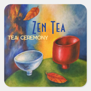 Zen Tea/Autumn Tea/Tea Ceremony/ Square Sticker