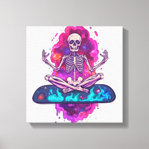 Zen to the Bone � Funny Space Yoga Skeleton Canvas Print