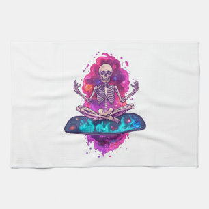 Zen to the Bone � Funny Space Yoga Skeleton Kitchen Towel