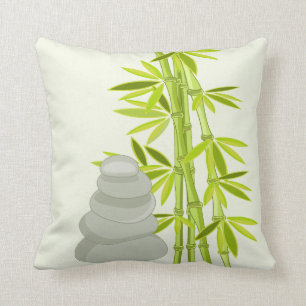 Zen tones and bamboo throw pillow