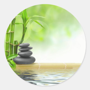 Zen tranquillity water garden by healing love classic round sticker