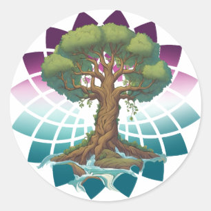 Zen tree of life classic round sticker
