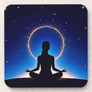 Zen Under Stars: Cosmic Meditation Coaster