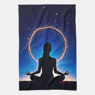 Zen Under Stars: Cosmic Meditation Kitchen Towel