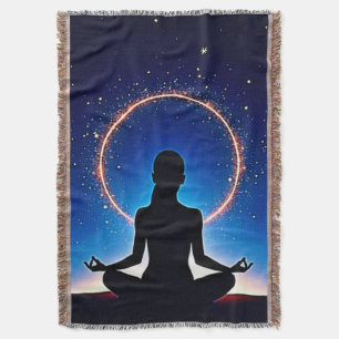 Zen Under Stars: Cosmic Meditation Throw Blanket
