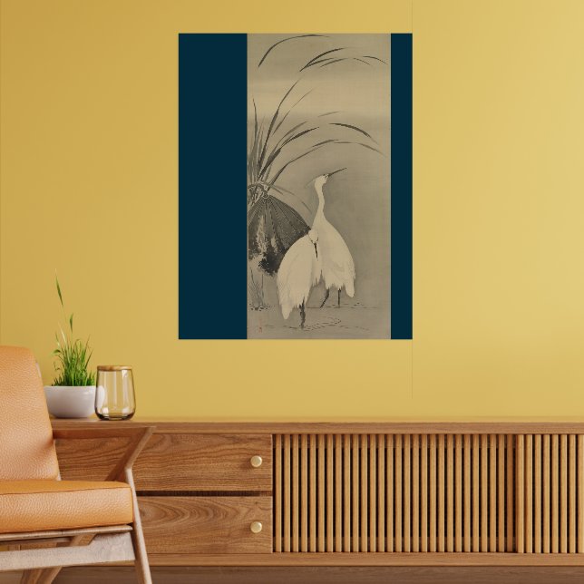 Zen Wall Decor - Minimalist Lotus & White Egrets  (Living Room 2)