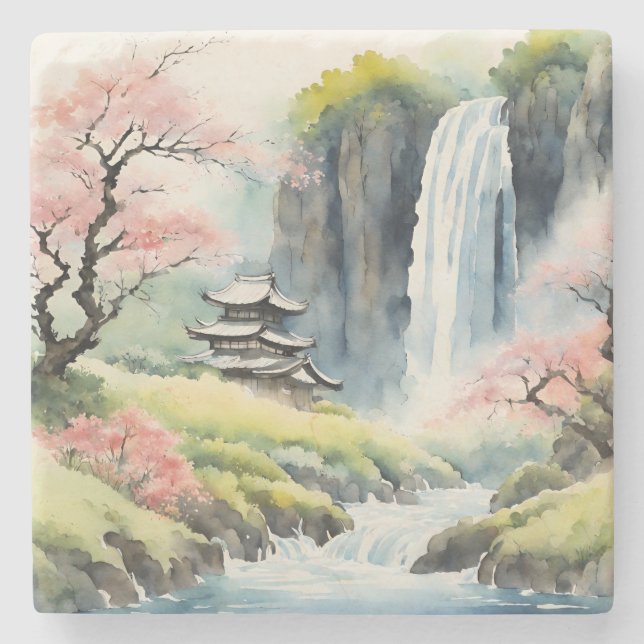 Zen Watercolor House Coaster (Front)