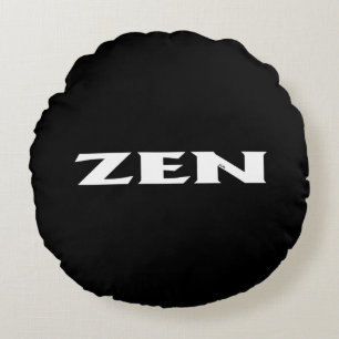 Zen white black round poly throw pillow
