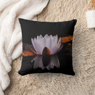 Zen White Lotus Flower Throw Pillow