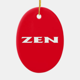 Zen white red oval ceramic ornament