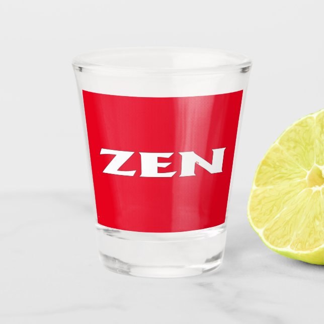 Zen white red shot glass (Front)