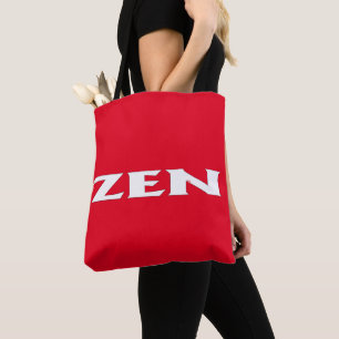 Zen white red shoulder tote bag