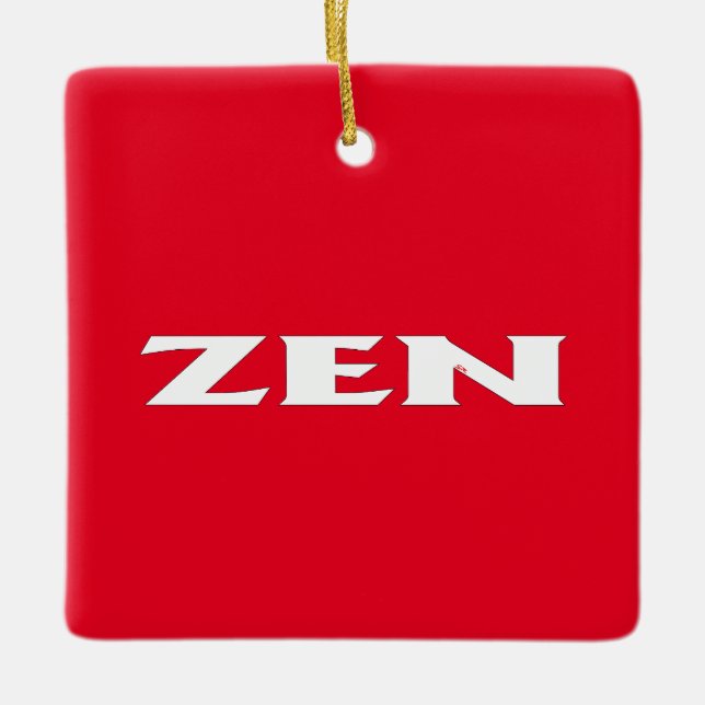Zen white red square ceramic ornament (Front)