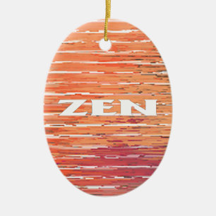 Zen white reeds oval ceramic ornament