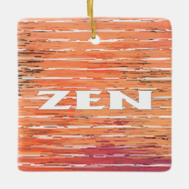 Zen white reeds square ceramic ornament (Front)