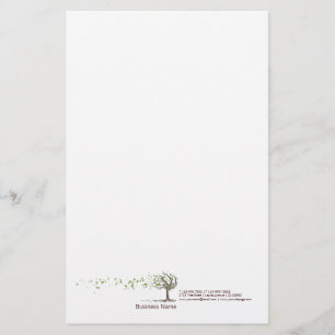 Zen Wind Tree With Leaves Stationery
