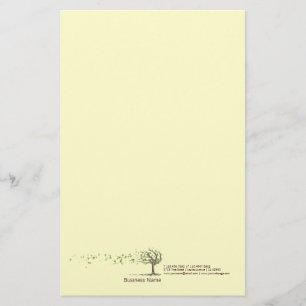 Zen Wind Tree With Leaves Yellow Stationery
