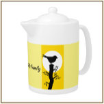 Zen Yellow and Black Bird<br><div class="desc">Lovely illustration of a single bird on a yellow background with an Asian and Zen vibe.  A tranquil addition to your table. Personalize with your/recipient name.</div>