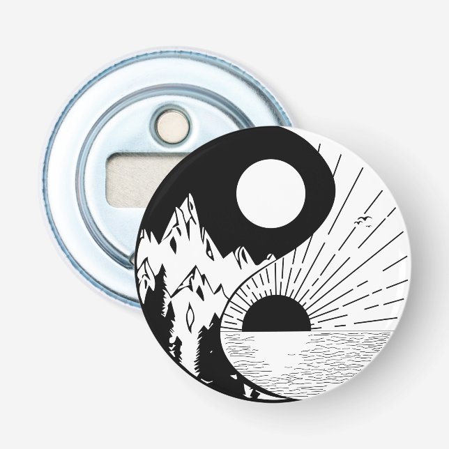 Zen Yin Yang Black White Bottle Opener (Front)