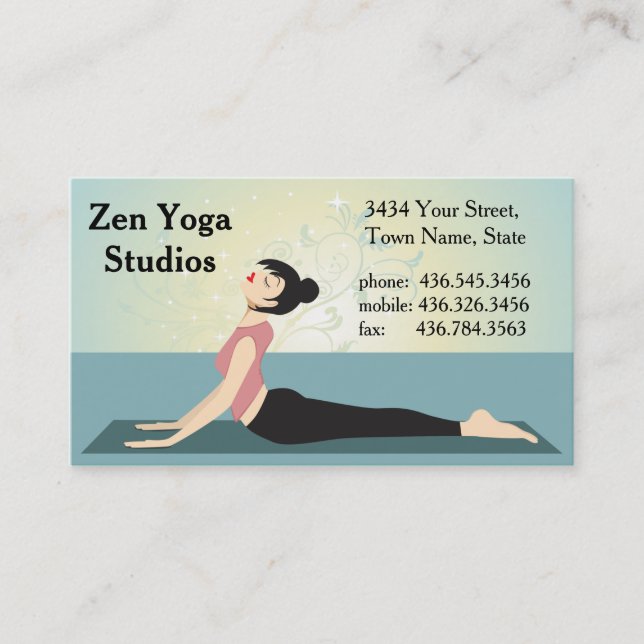 Zen Yoga  - Instructor or Trainer Business Card (Front)