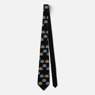Zen Yoga Lotus Flower Blue Grey Gold Tie