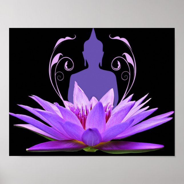 Zen Yoga Meditation Lotus Flower Poster (Front)