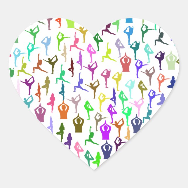 Zen Yoga Meditation Poses & Positions Heart Sticker (Front)