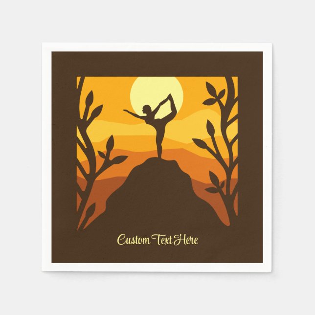 Zen Yoga Pose Mountain Sunrise Personalized Napkin (Front)