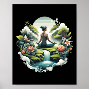 Zen Yoga Waterfall Peacefull Meditation Wellness N Poster