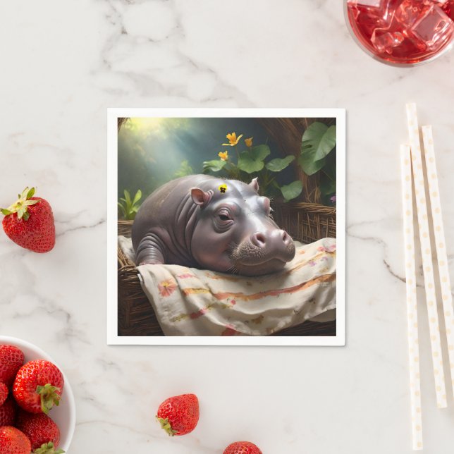 Zena The Baby Hippo Takes Time Out To Sleep, Napkin (Insitu)